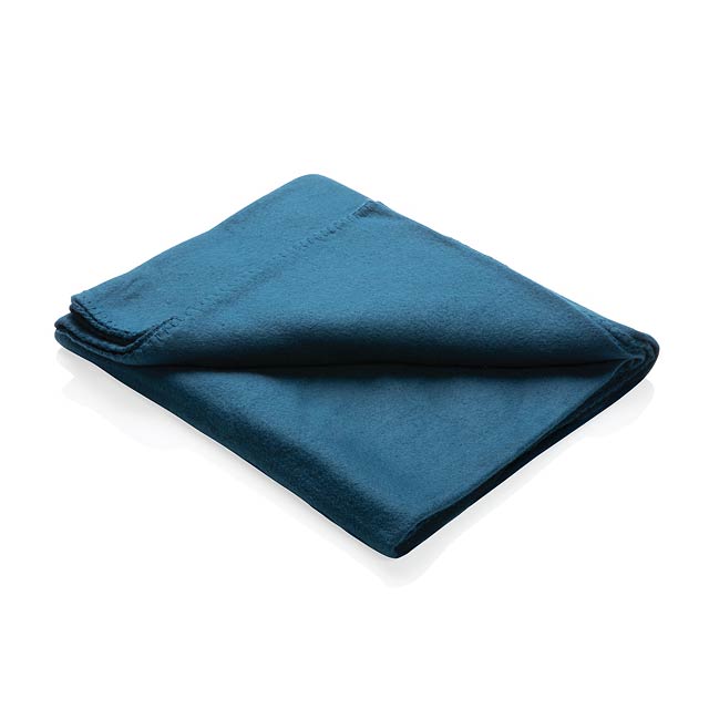 Fleece blanket in pouch, navy - blue