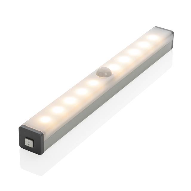 Střední LED světlo s pohybovým senzorem a USB nabíjením, stř - strieborná