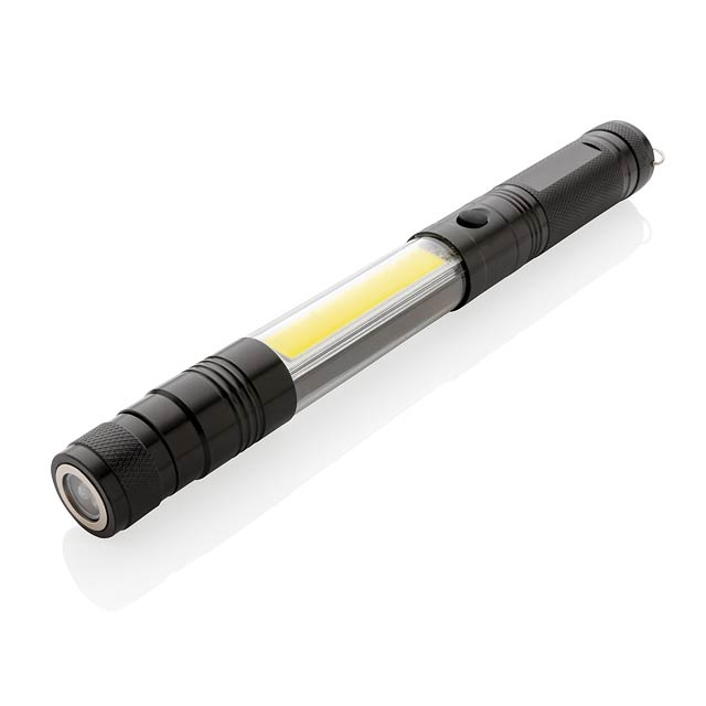 Large telescopic light with COB, black - black