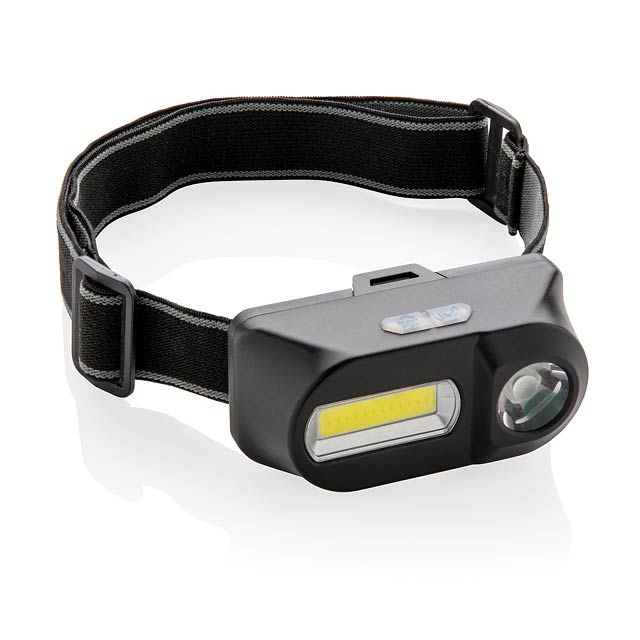 COB and LED headlight - black