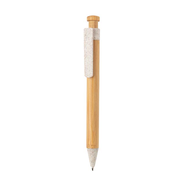 Bambus Stift mit Wheatstraw-Clip, weiß - Weiß 