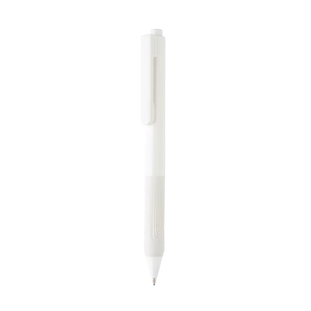 X9 solid pen with silicon grip, white - white