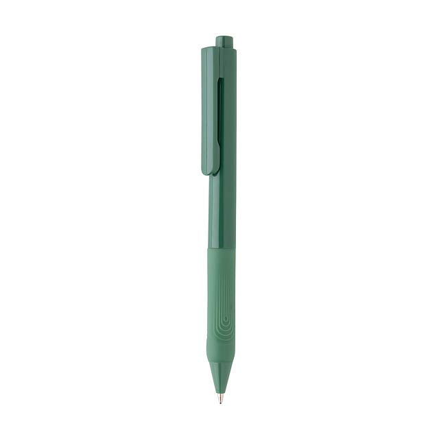 X9 solid pen with silicon grip, green - green