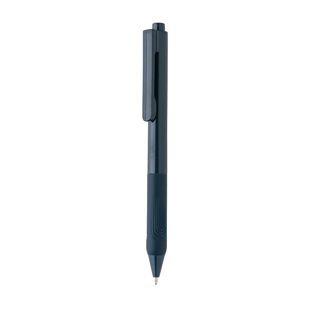 X9 solid pen with silicon grip, navy - blue