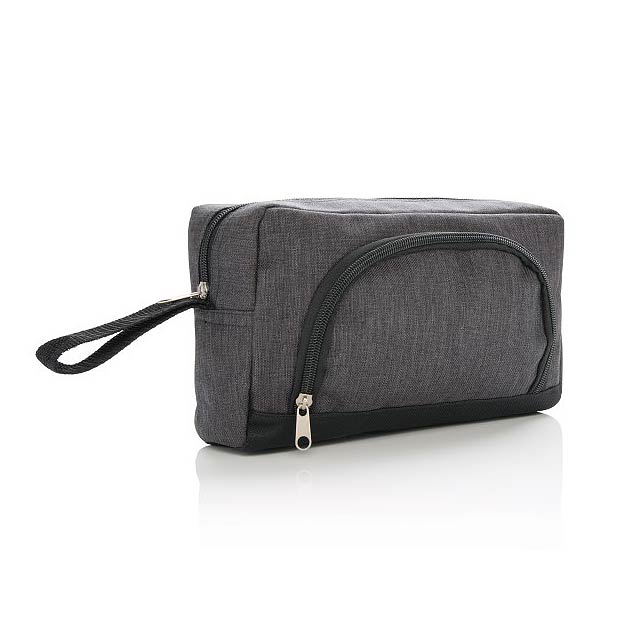 Classic two tone toiletry bag, dark grey - black