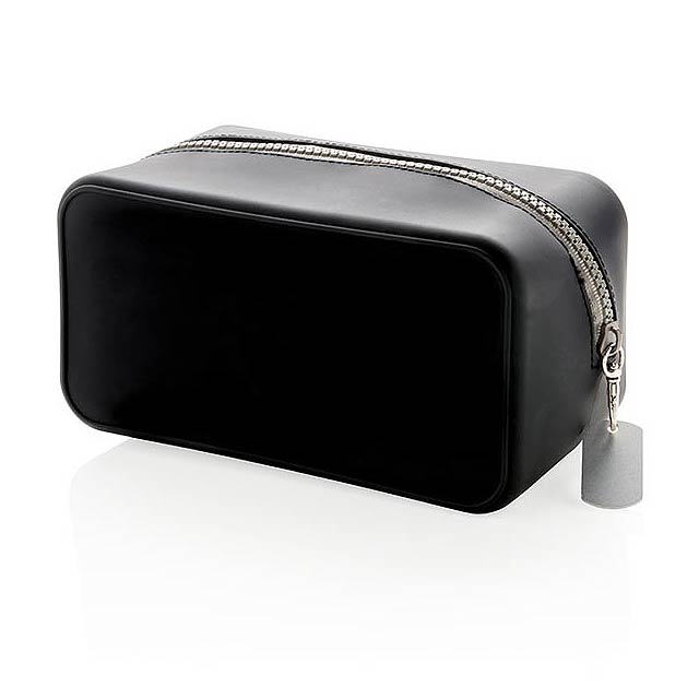 Leak proof silicone toiletry bag - black