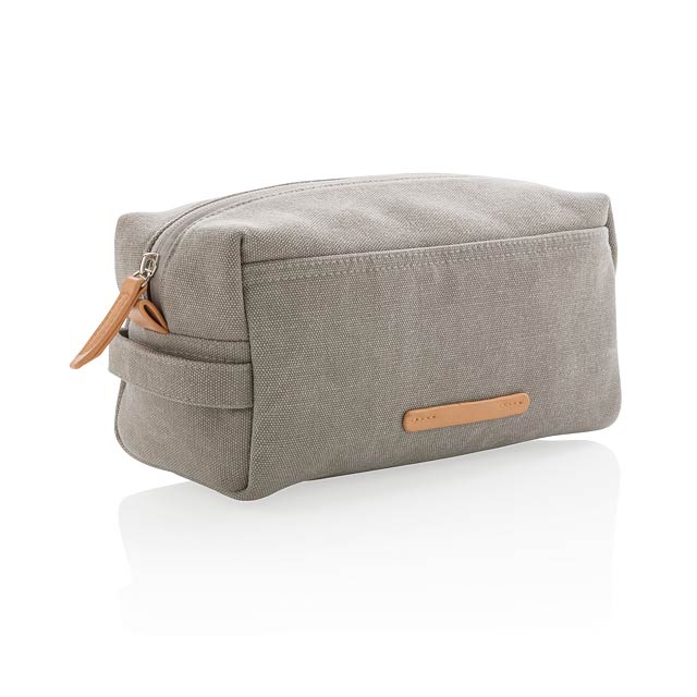 Canvas toiletry bag PVC free - grey