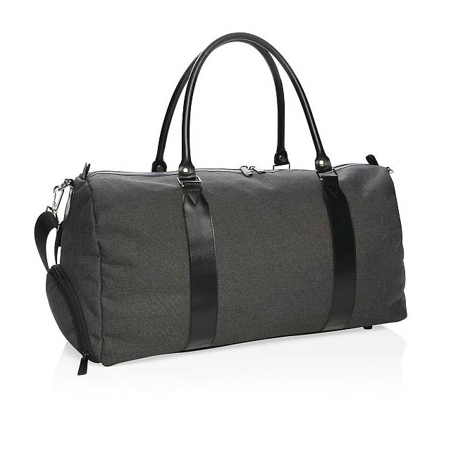 Weekend bag with USB output, black - black