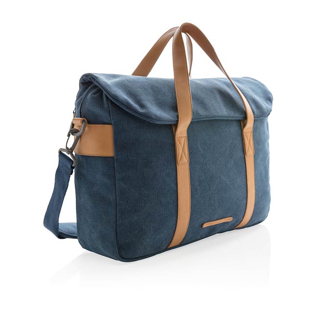 Canvas laptop bag PVC free - blue