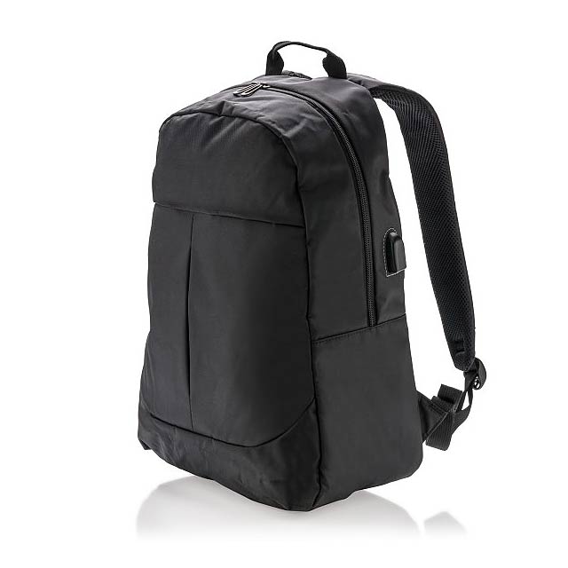 Power USB laptop backpack, black - black