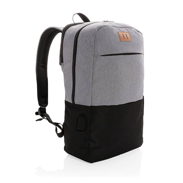 Moderner 15.6" USB & RFID Laptop-Rucksack PVC-frei - schwarz