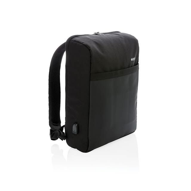 Swiss Peak 15" anti-theft RFID & USB backpack PVC free - black