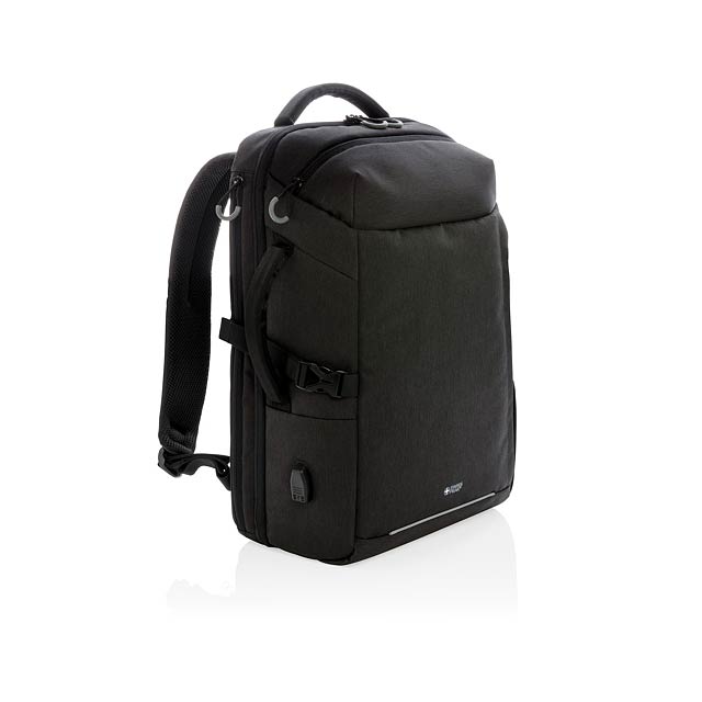 Swiss Peak XXL weekend travel backpack with RFID and USB - black