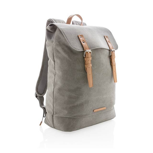 Canvas Laptop-Rucksack, PVC frei - Grau