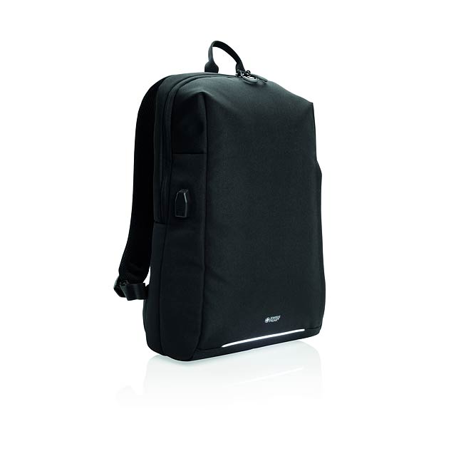 Swiss Peak RFID and USB laptop backpack PVC free - black