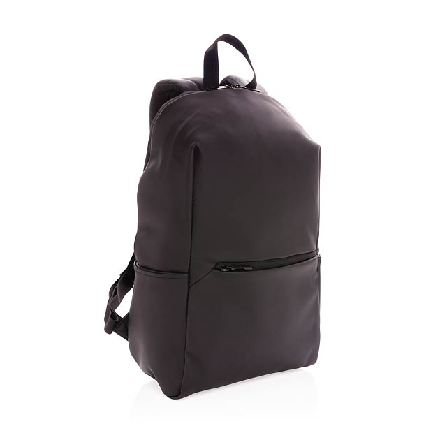 Smooth PU 15.6"laptop backpack, black - black