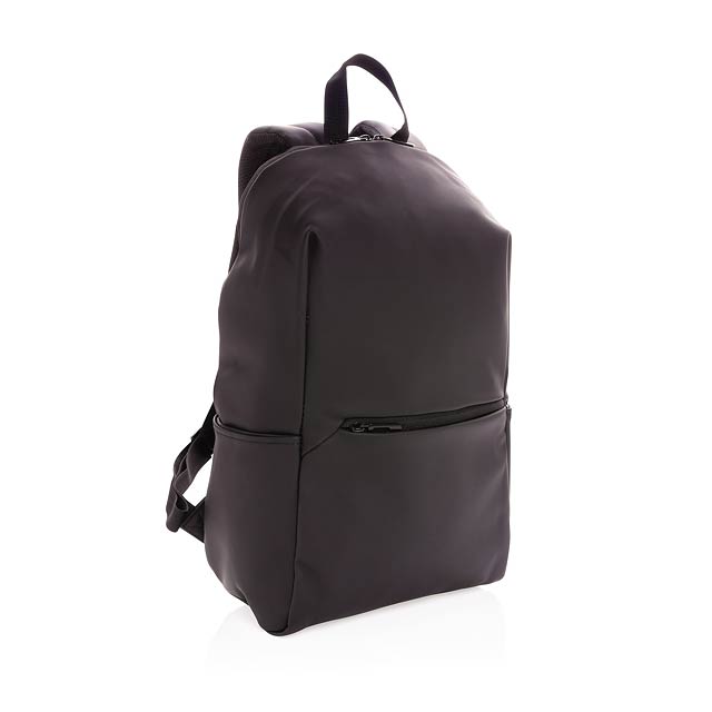 Schicker PU 15.6" Laptop-Rucksack, schwarz - schwarz