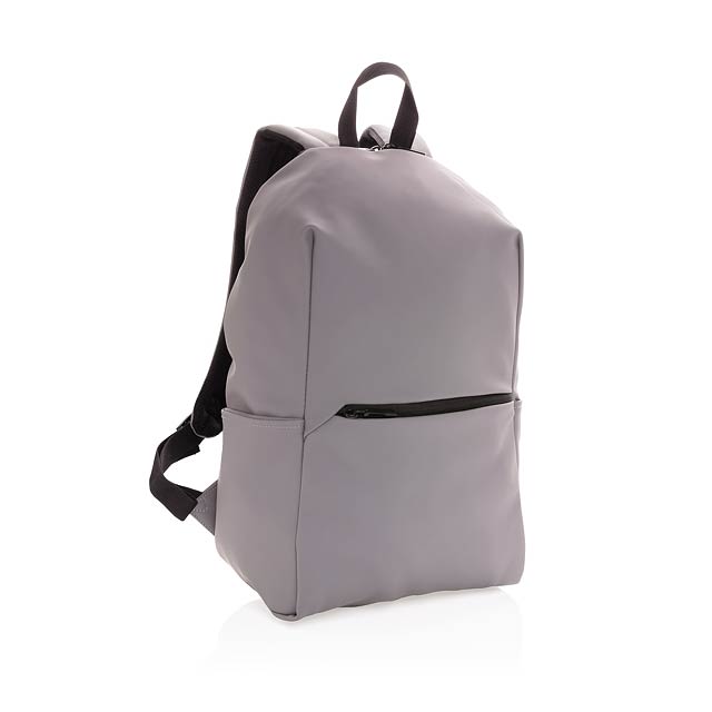 Smooth PU 15.6"laptop backpack, grey - grey