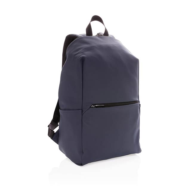 Smooth PU 15.6"laptop backpack, navy - blue