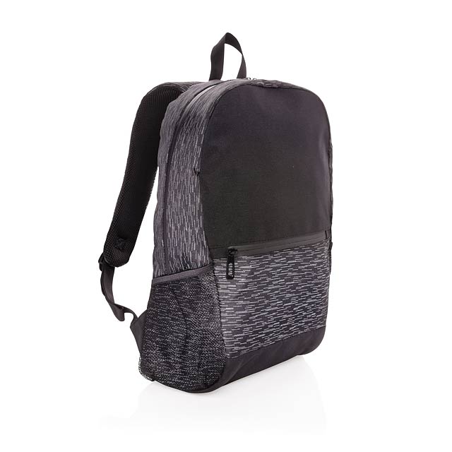 Reflektierender RPET Laptop-Rucksack mit AWARE™ Tracer, schw - schwarz