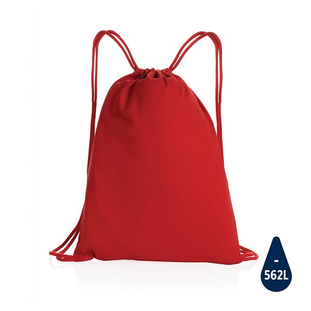 Šňůrkový batoh Impact ze 145g recyklované bavlny AWARE™, čer - červená