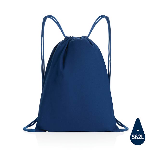 Impact AWARE™ Recycled cotton drawstring backpack 145gr, blu - blue