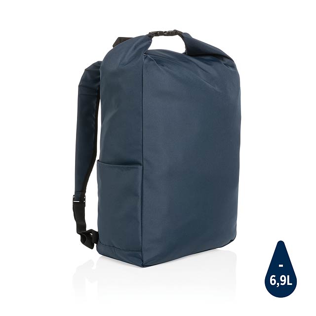 Impact AWARE™ RPET lightweight rolltop backpack, navy - blue