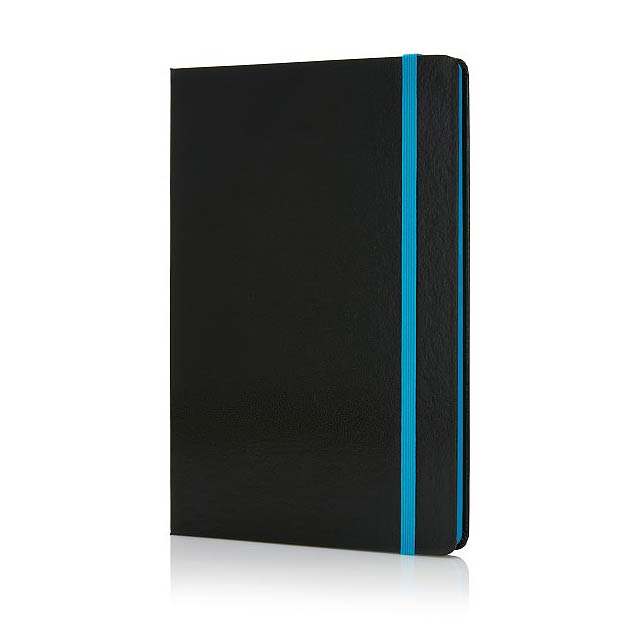Deluxe hardcover A5 notebook with coloured side, blue - blue