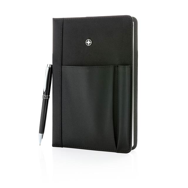 Refillable notebook and pen set - black