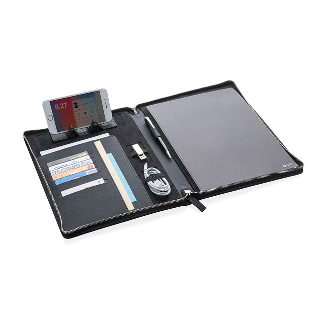 Swiss Peak Heritage A4 portfolio with zipper, black - black