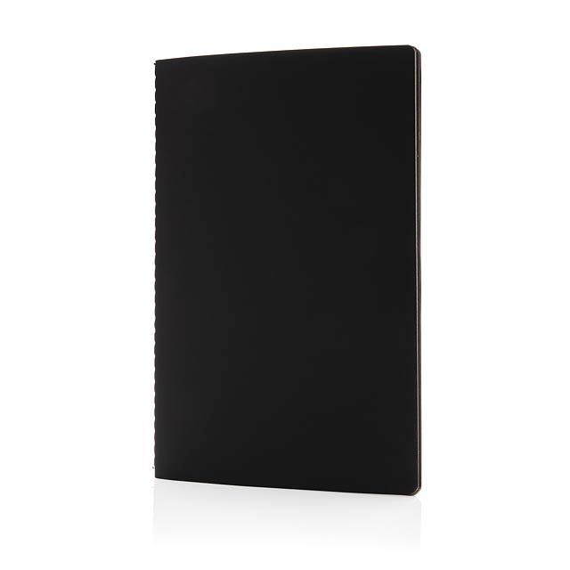 Softcover PU notebook with colored edge, black - black