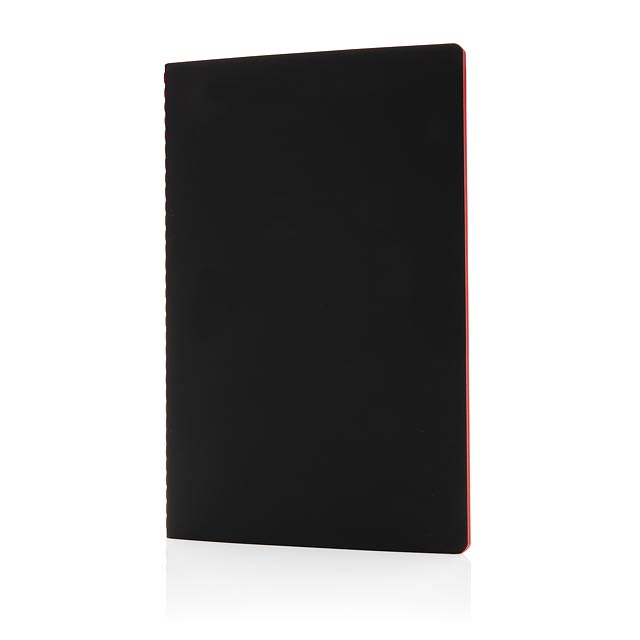Softcover PU notebook with colored edge, red - red