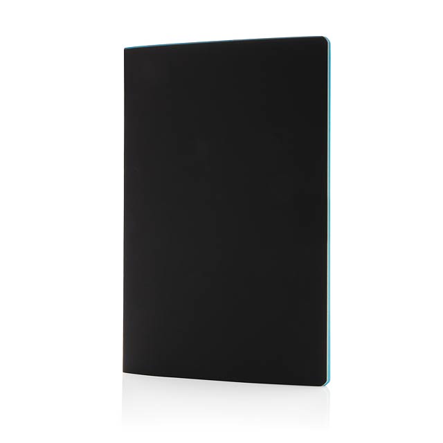 Softcover PU notebook with colored edge, blue - blue