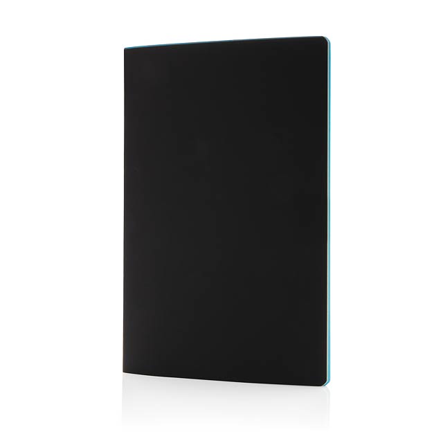 Softcover PU Notizbuch mit farbigem Beschnitt, blau - blau