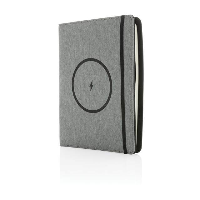 Air 5W RPET wireless charging notebook cover A5 - grey