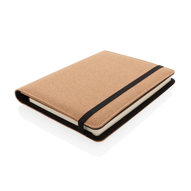 Deluxe cork portfolio A5 with pen, brown - brown