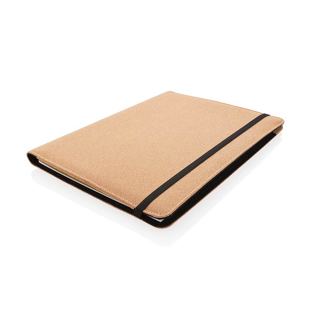 Deluxe cork portfolio A4 with pen, brown - brown