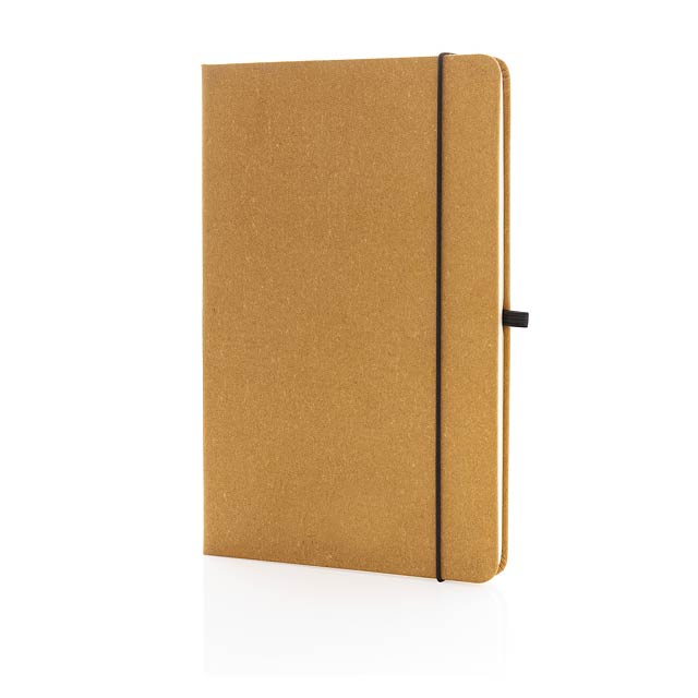 Recycled leather hardcover notebook A5, brown - brown