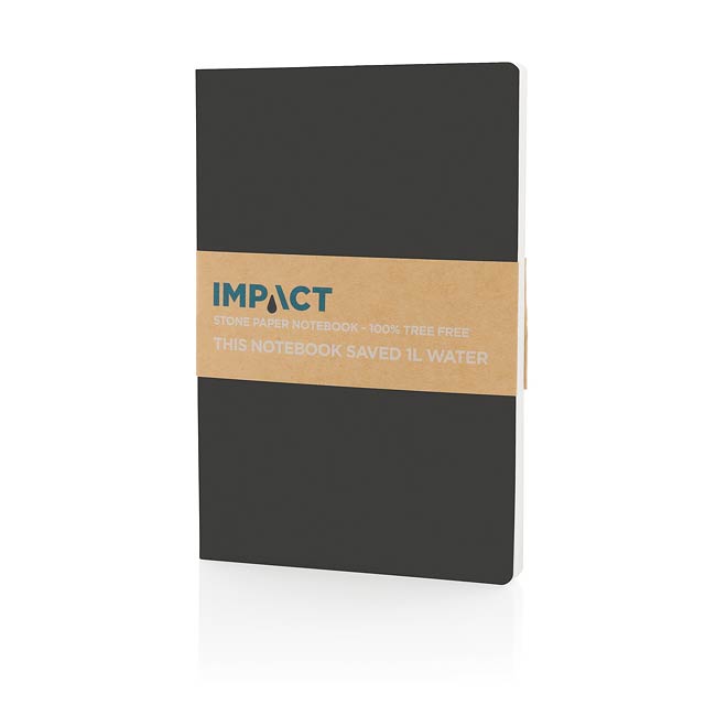Impact Softcover A5 Notizbuch mit Steinpapier, schwarz - schwarz