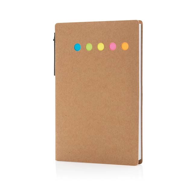 Kraft sticky notes booklet A6 with pen, brown - brown