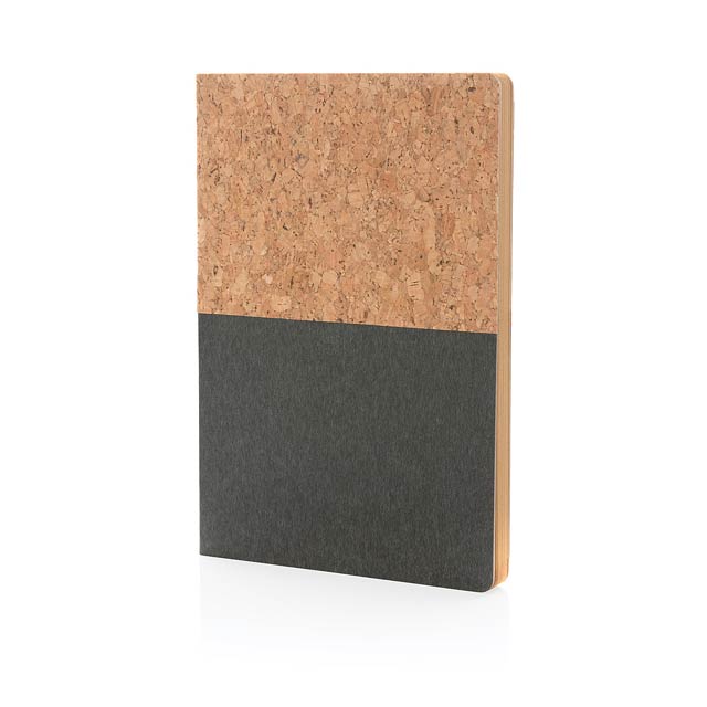 A5 cork & kraft notebook, black - black