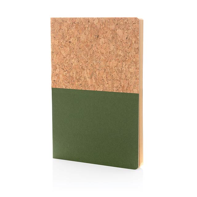 A5 cork & kraft notebook, green - green