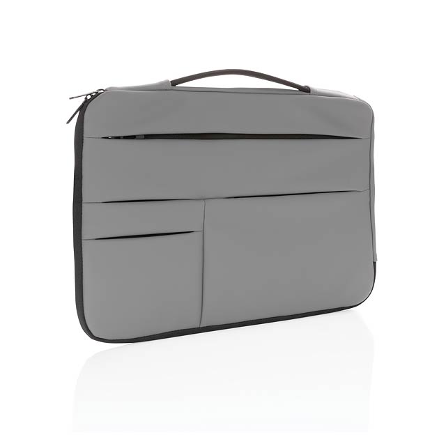 Smooth PU 15.6"laptop sleeve with handle, grey - grey