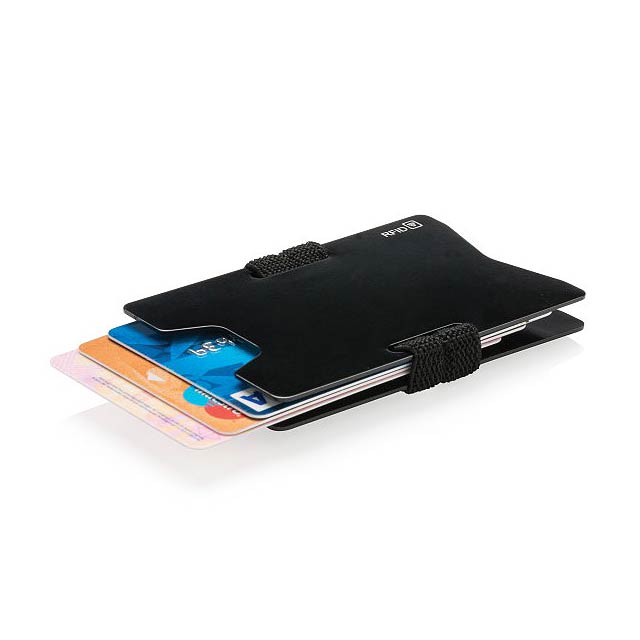 Minimalistická hliníková peněženka RFID s ochranou, černá - čierna