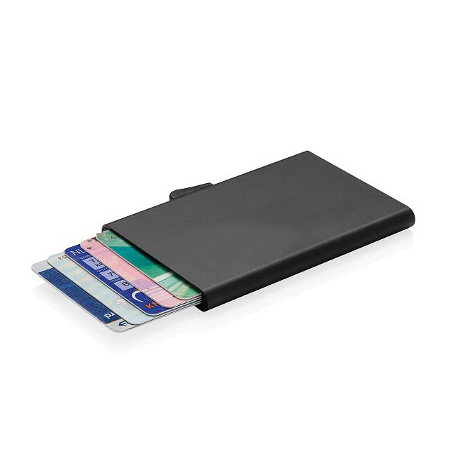 C-Secure aluminum RFID card holder, black - black