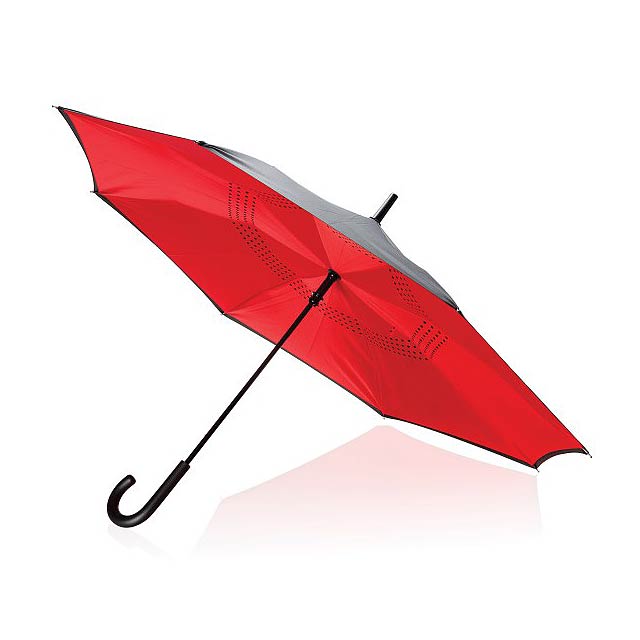 23” manuální reverzní deštník, červená - červená