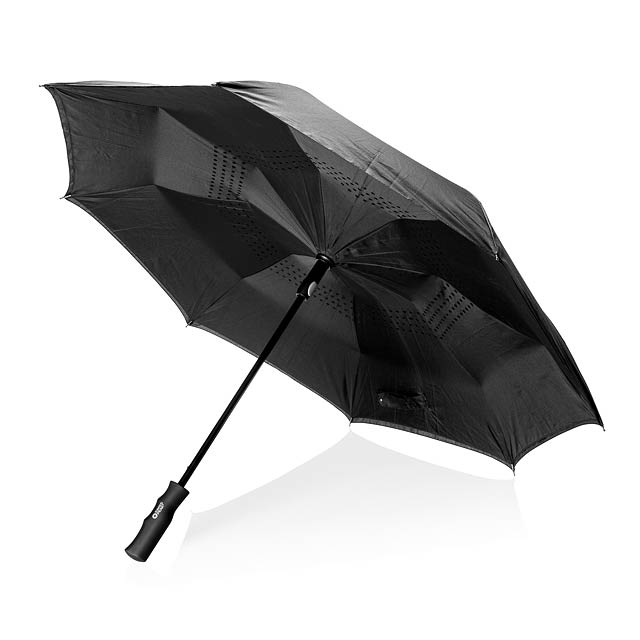 Swiss Peak 23" auto open reversible umbrella - black
