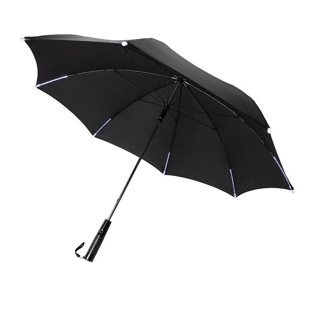 23" manual open/close  LED umbrella - black
