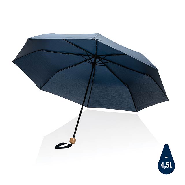 20.5" Impact AWARE™ RPET Pongee bamboo mini umbrella, navy - blue