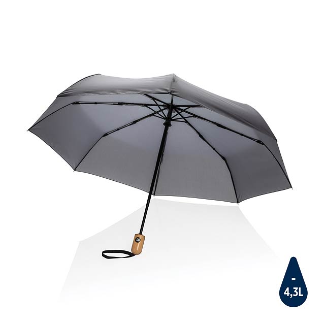 21" Impact AWARE™ RPET 190T bamboo auto open/close umbrella, - black